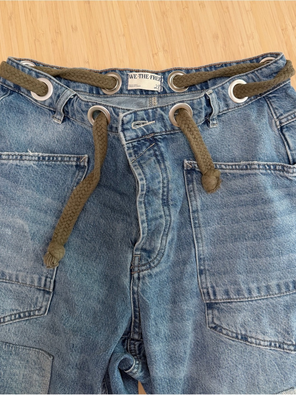 Free People Moxie Blue Patchwork Barrel Jeans - Picture 4 of 7